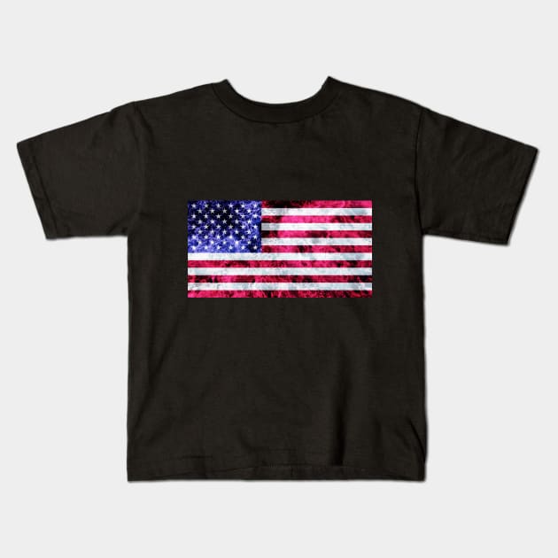 Flag of the United States– Ocean Waves Kids T-Shirt by DrPen